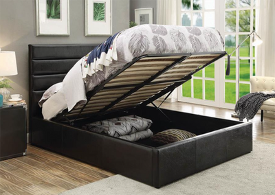 Riverbend Queen Upholstered Storage Bed Black