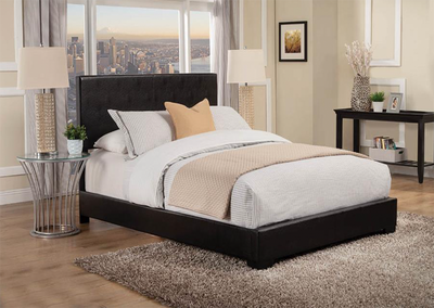 Conner Queen Upholstered Panel Bed Black And Dark Brown