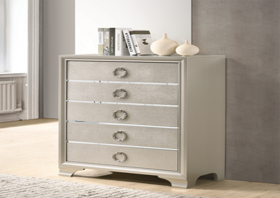 Salford Queen Panel Bed Metallic Sterling And Charcoal Grey.