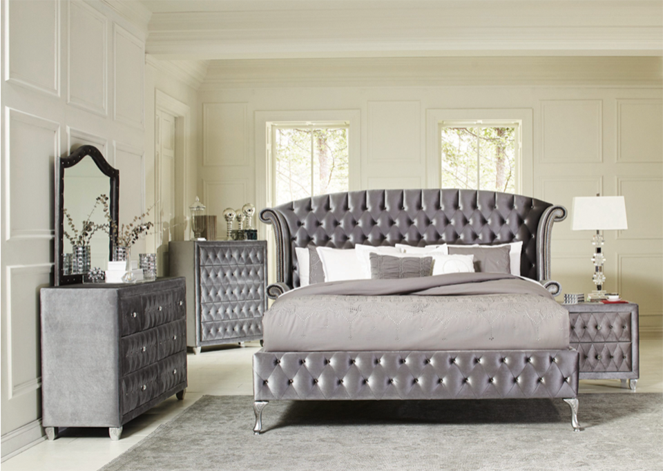 Deanna Queen Tufted Upholstered Bed Black