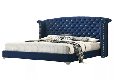 Melody  Queen Tufted Upholstered Bed Pacific Blue