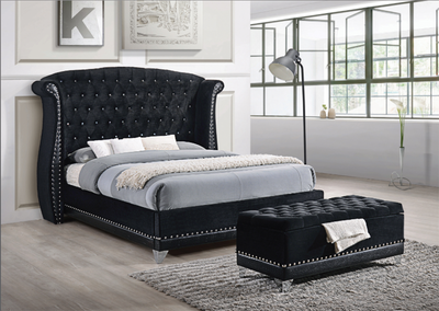 Barzini King Tufted Upholstered Bed Black