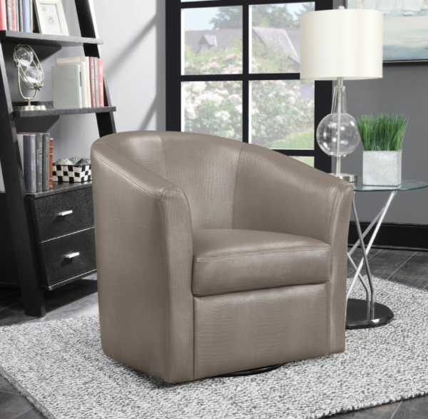 Upholstery Sloped Arm Accent Swivel Chair Champagne