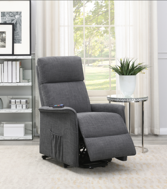Tufted Upholstered Power Lift Recliner Grey