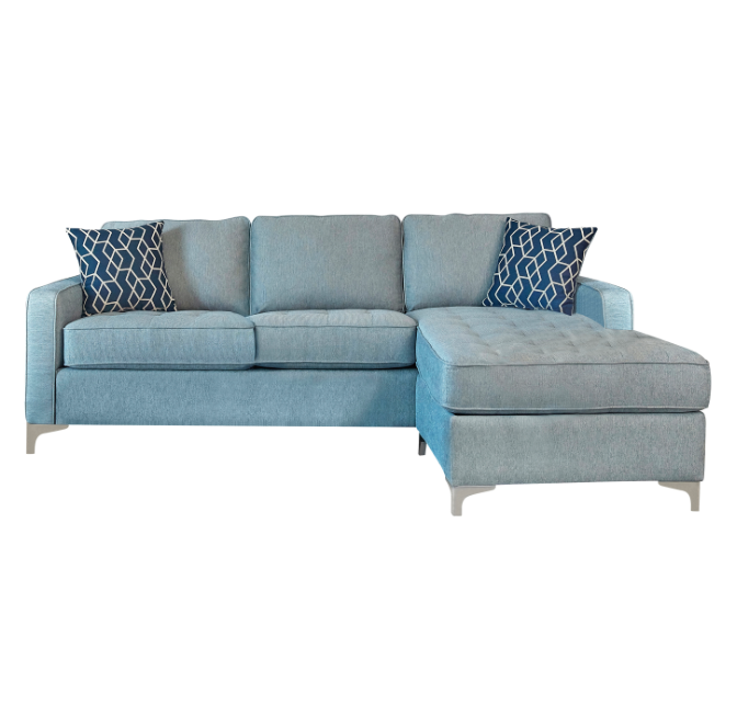 Nashua 2-Piece Reversible Sectional With Storage Ottoman French Blue