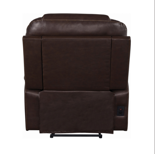 Upholstered Power^3 Recliner With Power Headrest Brown
