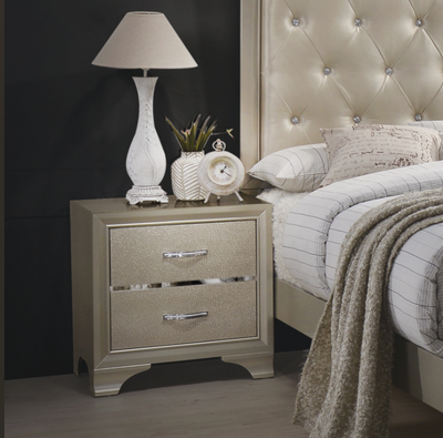 Beaumont Upholstered Queen Bed Champagne.