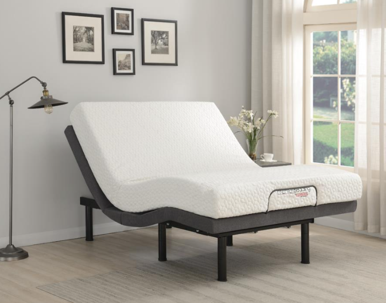 Negan Eastern King Adjustable Bed Base Grey And Black