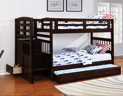Dublin 4-Storage Twin Over Twin Bunk Bed With Staircase Cappuccino