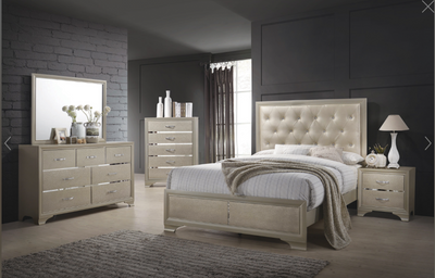 Beaumont Upholstered Queen Bed Champagne.