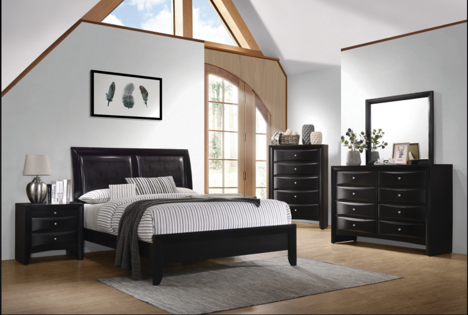 Briana Queen Upholstered Panel Bed Black