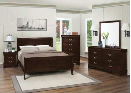 Louis Philippe Queen Panel Sleigh Bed Cappuccino.