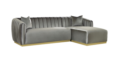 Grisby 2-Piece Channeled Tufted Back Sectional Silver