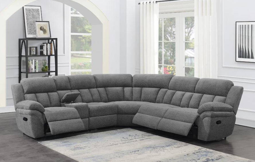 Bahrain 6-Piece Upholstered Motion Sectional Charcoal