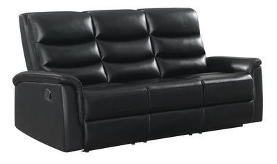 Leatherette Motion Living Room 3 Pc Sets Black