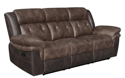 Saybrook 3-Piece Tufted Cushion Motion Living Room Set Chocolate And Dark Brown