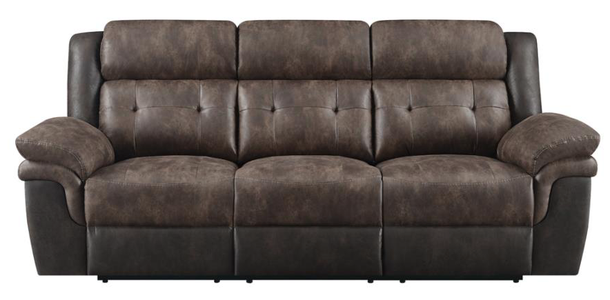 Saybrook 3-Piece Tufted Cushion Motion Living Room Set Chocolate And Dark Brown