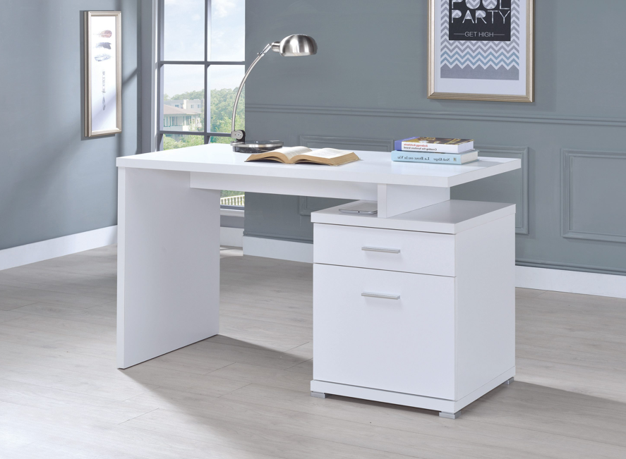 Irving 2-Drawer Office Desk With Cabinet White