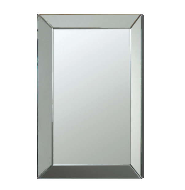 Rectangular Beveled Wall Mirror Silver