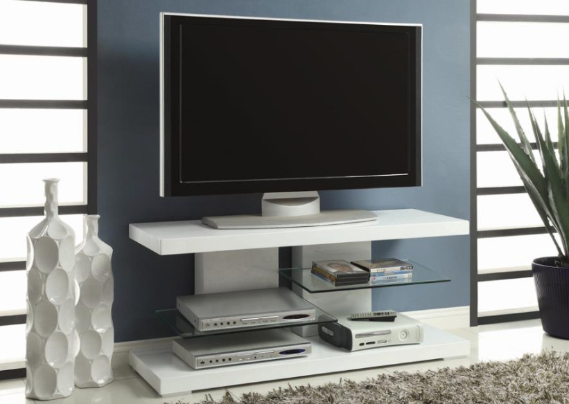 Shelf Tv Console Glossy White