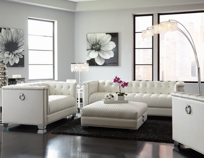 Chaviano Tufted Upholstered Pearl White. 3 PC SET