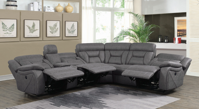 Higgins Four-Piece Upholstered Power Sectional Grey