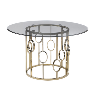 Lindsey Round Glass Top Dining Table Sunny Gold
