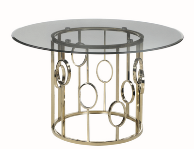 Lindsey Round Glass Top Dining Table Sunny Gold