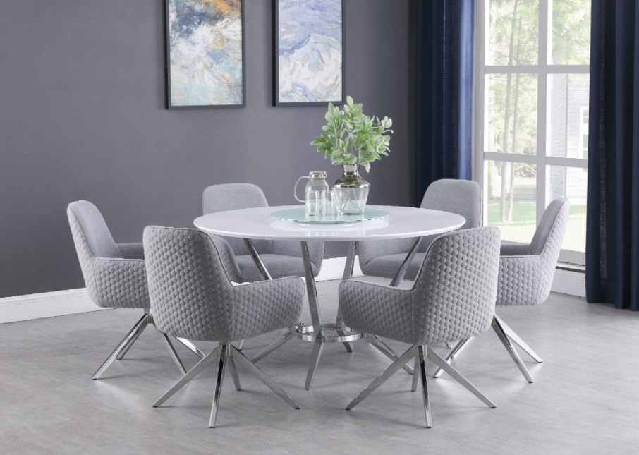 Abby  Dining Set White And Light Grey. 5 PC