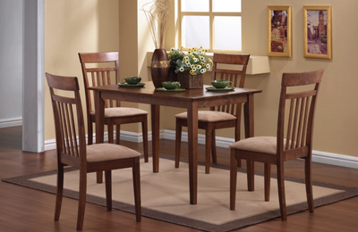 Dining Set Chestnut And Tan. 5 PC SET