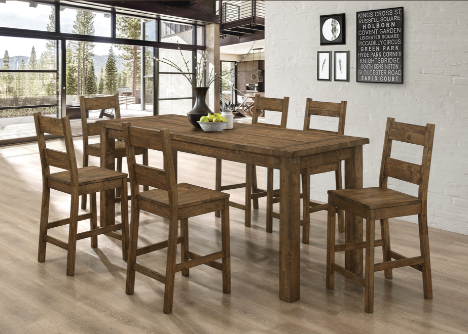 Coleman 5-Piece Counter Height Dining Set Rustic Golden Brown