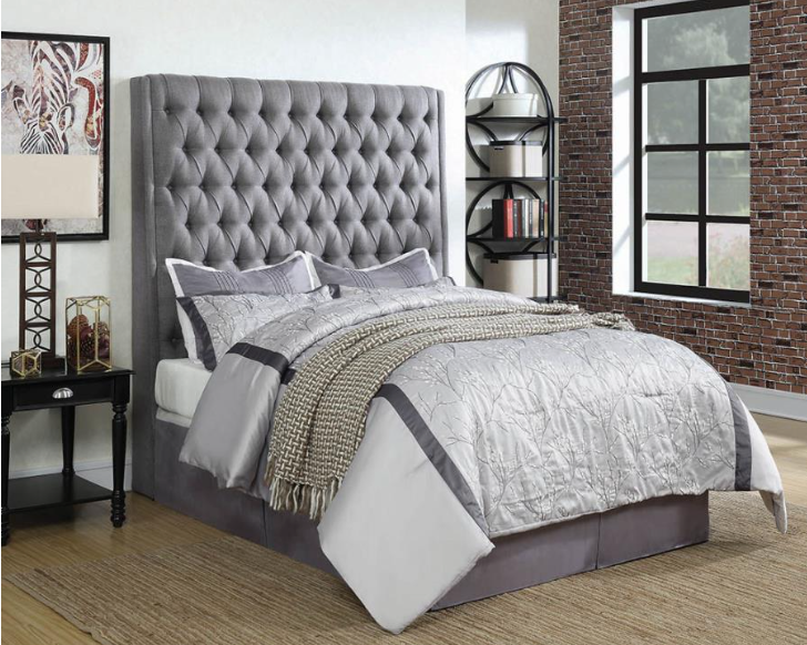 Camille Queen Button Tufted Bed Grey