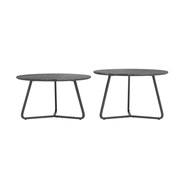 Lennox 2-Piece Round Coffee Table Set Faux Slate And Matte Black