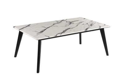 Rectangle Faux Marble Top Coffee Table Black And White. 2 PC SET
