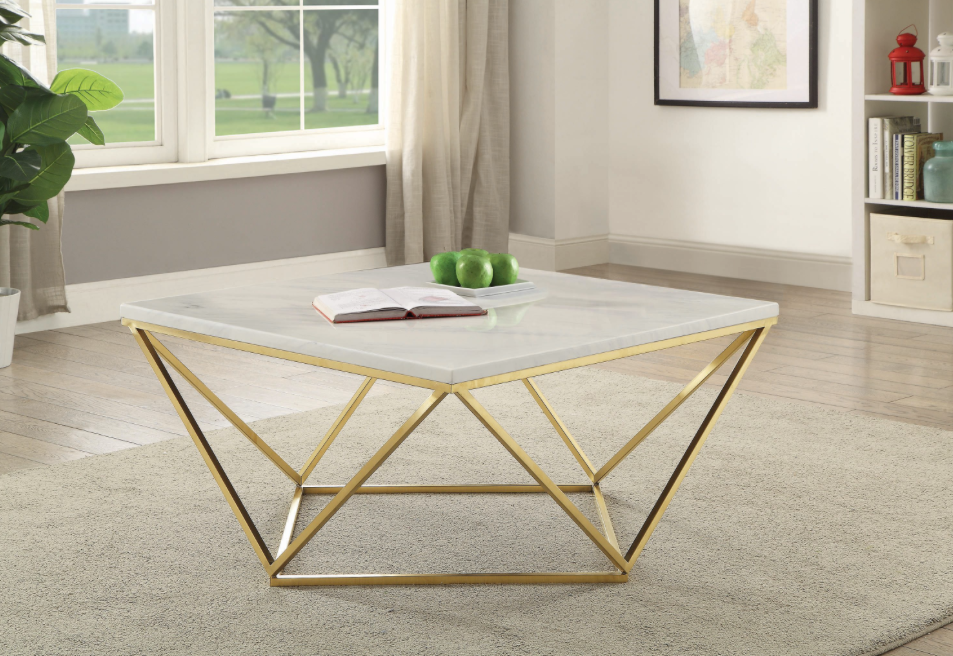 Square Coffee Table White And Gold