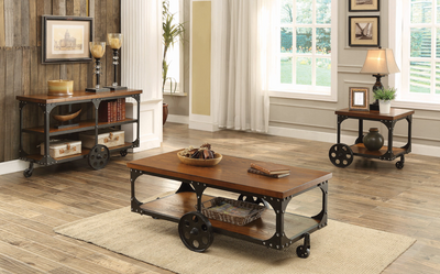 Roy Coffee Table With Casters Rustic Brown. 3 PC SET