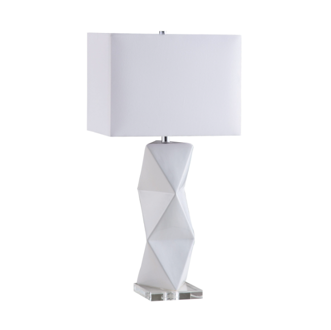 Geometric Ceramic Base Table Lamp White. 2 PC SET