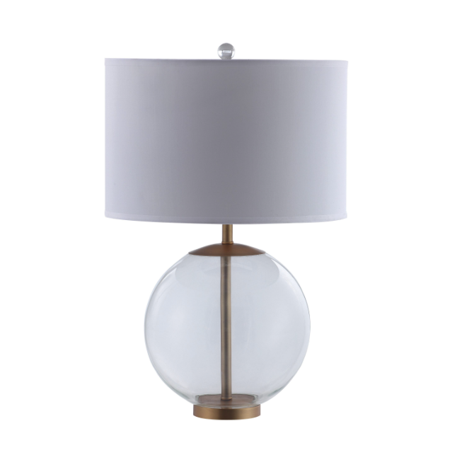 Drum Shade Table Lamp With Glass Base White. 2 PC SET