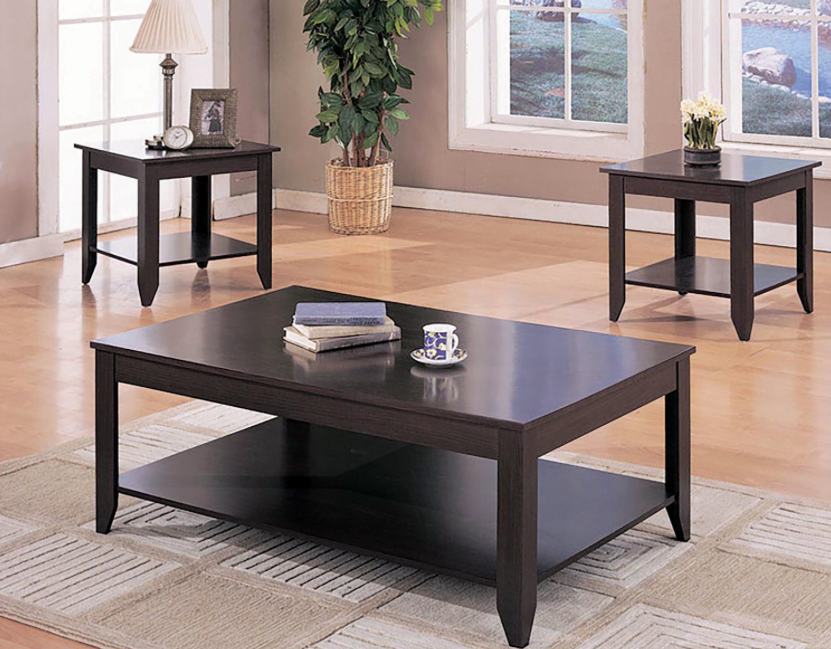 Stewart 3-Piece Occasional Table Set With Lower Shelf Cappuccino