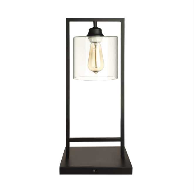 Glass Shade Table Lamp Black. 2 lamps