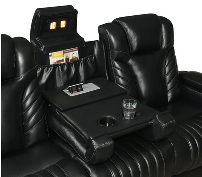 Bismark 3-Piece Living Room Set With Power Headrest Black