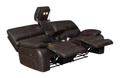Willemse Motion Sofa With Drop-Down Table Dark Brown