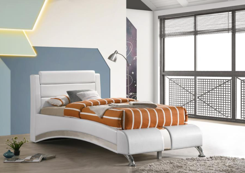 Twin Upholstered Platform Bed Glossy White