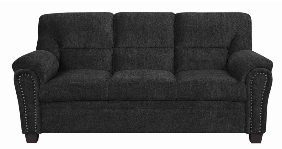 Clemintine Upholstered Sofa With Nailhead Trim Graphite