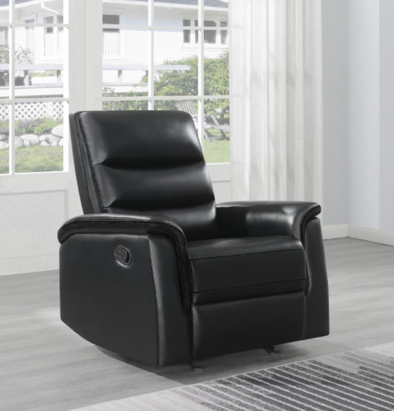 Leatherette Motion Living Room 3 Pc Sets Black