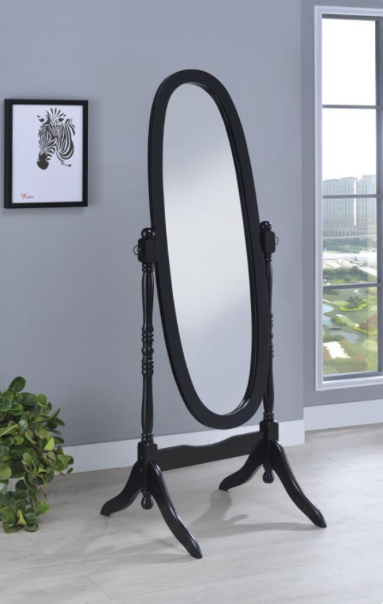Rectangular Cheval Mirror With Arched Top Black
