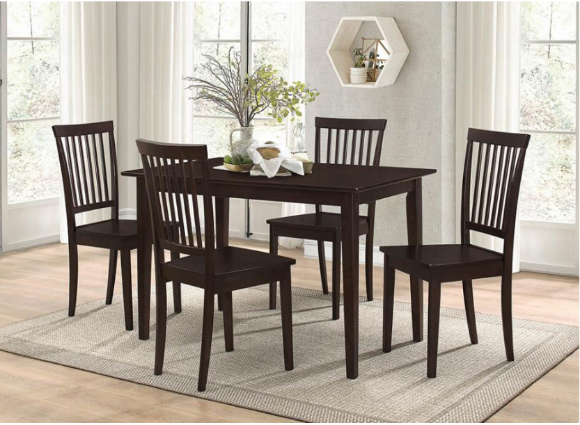 Counter Height Dining Set Red Brown And Tan. 5 PC SET