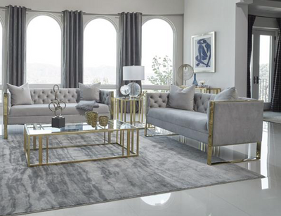 Eastbrook 3-Piece Tufted Back Living Room Set Grey