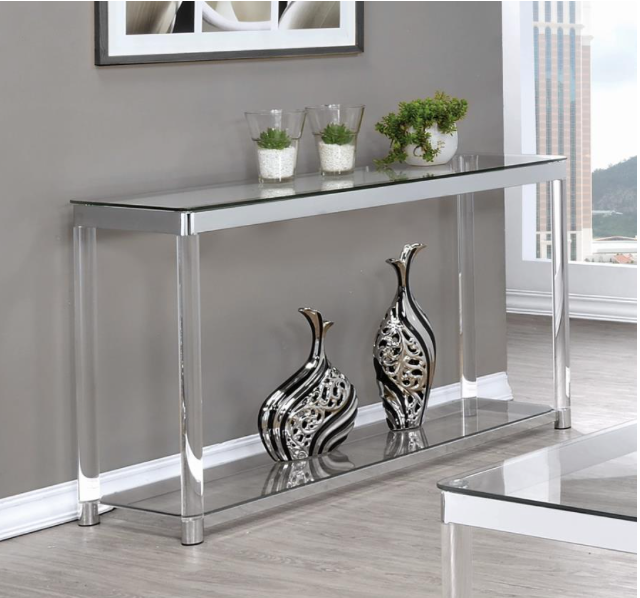 Claude Coffee Table With Lower Shelf Chrome And Clear