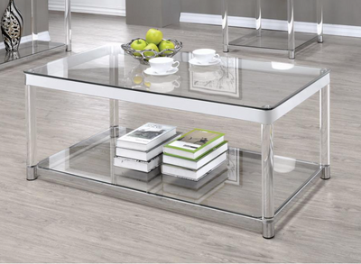 Claude Coffee Table With Lower Shelf Chrome And Clear